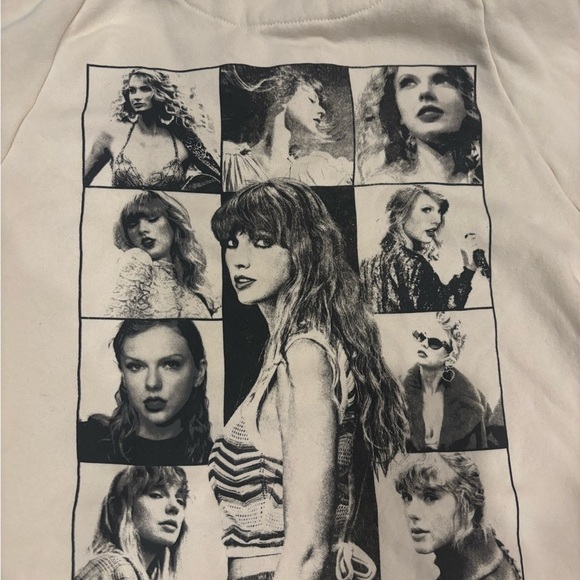 Taylor Swift Official The Eras Tour Cream Hooded Sweatshirt Front Pocket Sz XL - Picture 2 of 6